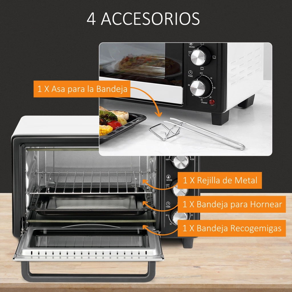 Forno Portatile 16L 1400W ¨C zephmum ¨C 44x32x28,1 cm Bianco e Nero