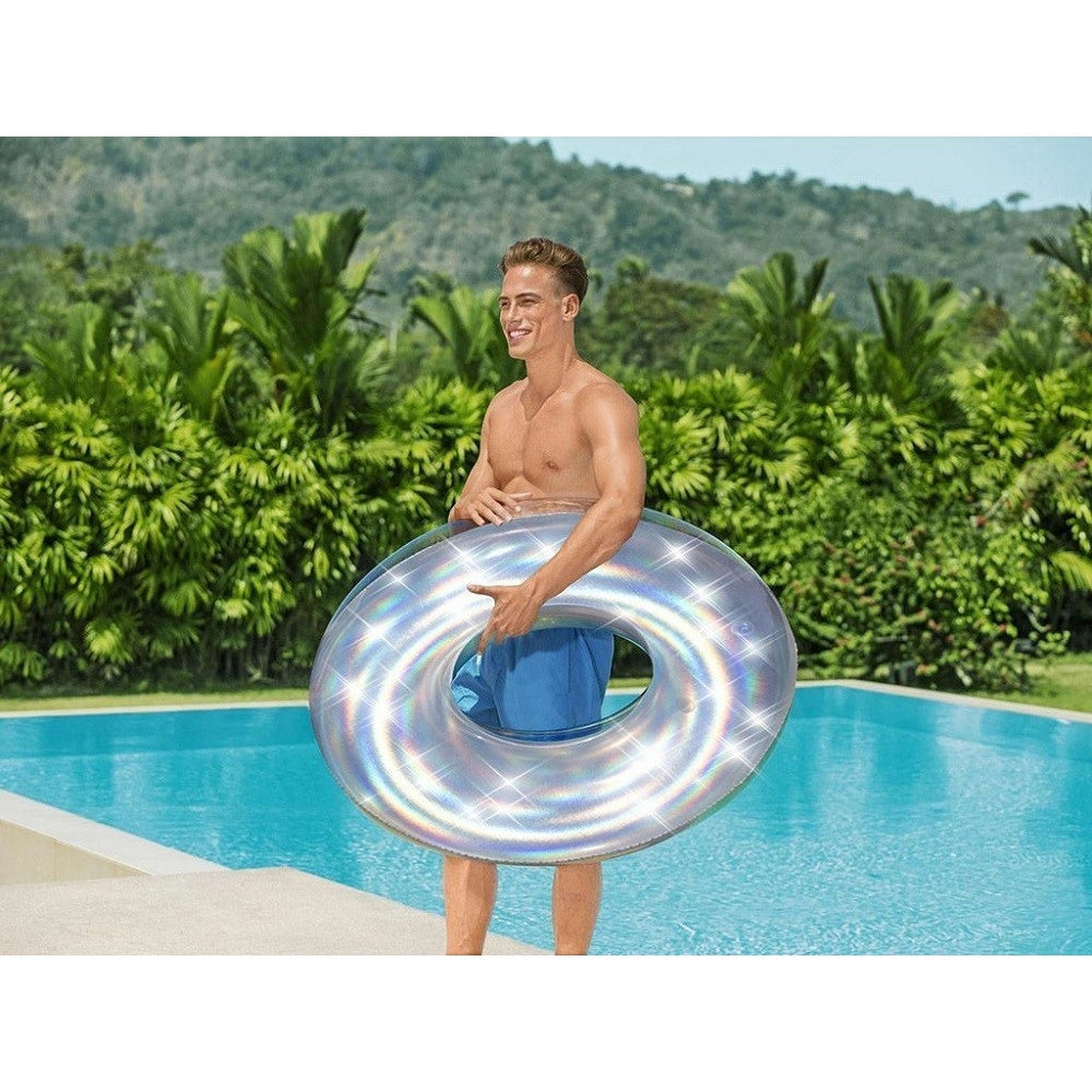 Trade Shop - Ciambella Salvagente Gonfiabile Iridescente 107 Cm Mare Spiaggia Piscina 36240 -