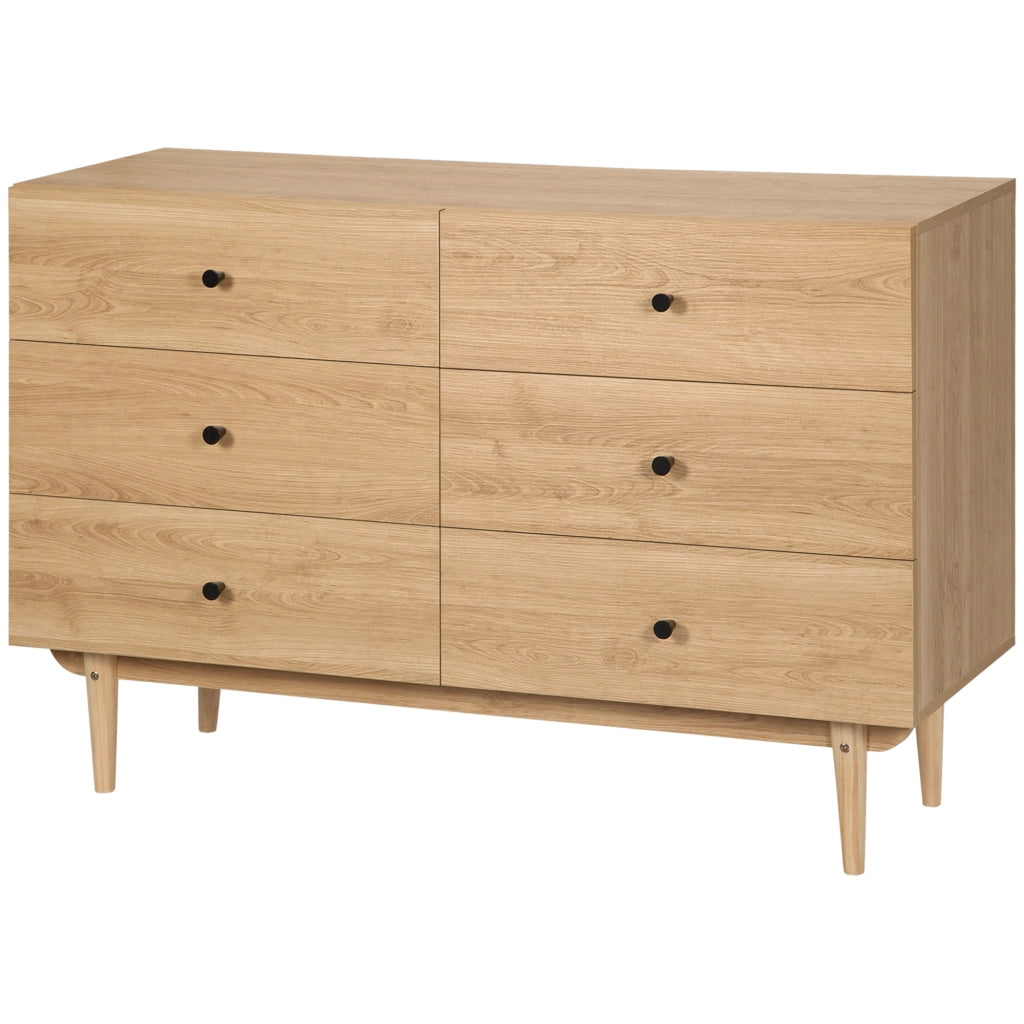 Cassettiera 6 Cassetti in Legno Massello ¨C zephmum ¨C 120x40x80 Colore Legno