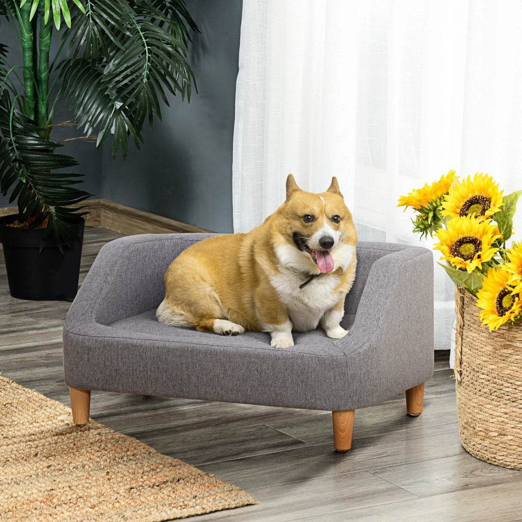Cuccia per cani stile scandinavo ¨C zephmum ¨C 75x55x39 cm grigio tessuto legno