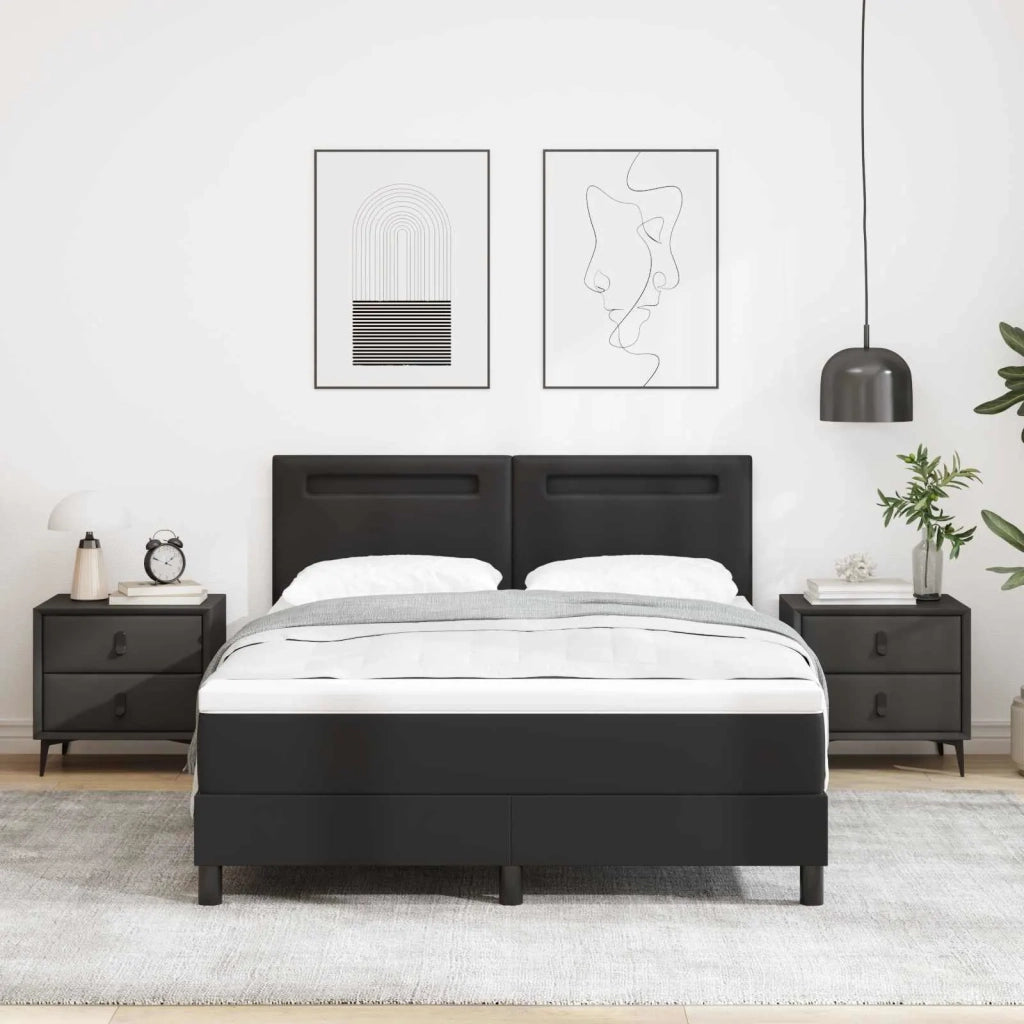 Letto a molle con materasso Nero 160 x 200 cm Pelle sintetica 3339056