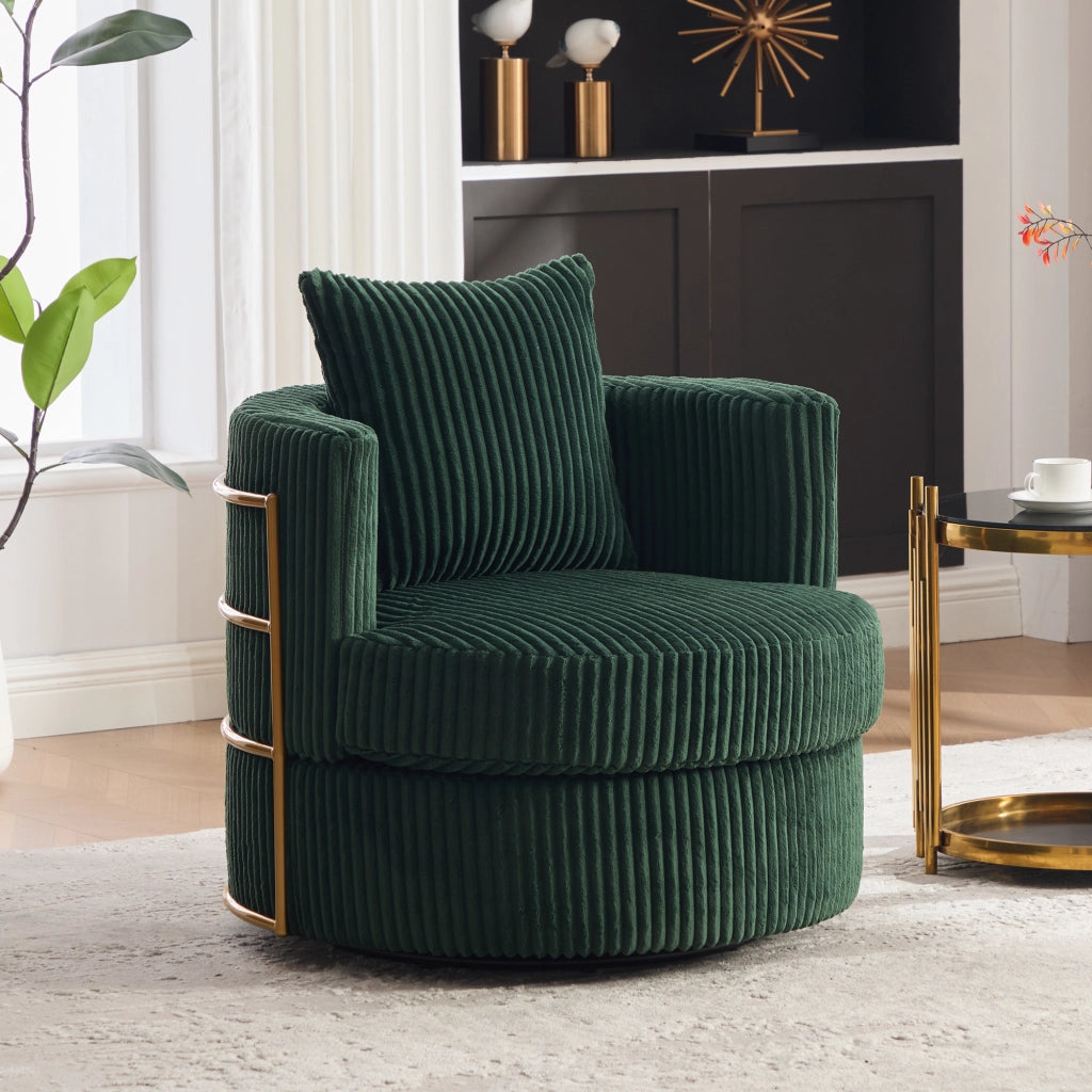 POLTRONA Girevole 360° in Corda 76x79x78 cm Verde Smeraldo