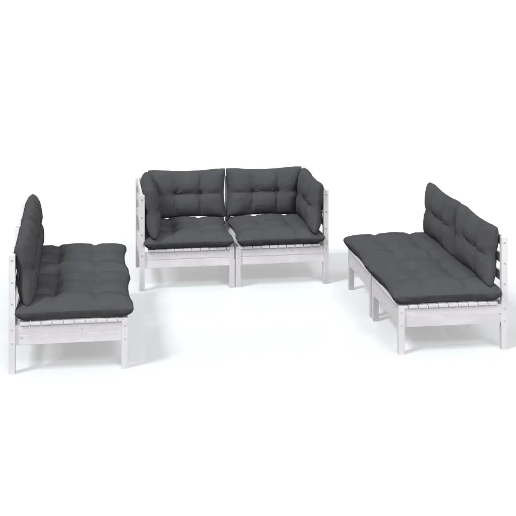Set Salotto da Giardino 6 pz con Cuscini Legno Massello di Pino 3096209