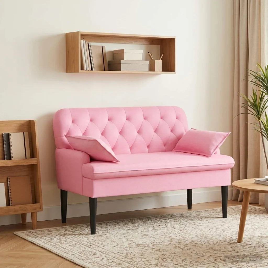 Loveseat con bottoni imbottiti Rosa 111 x 68 x 80 cm Tessuto 42041807