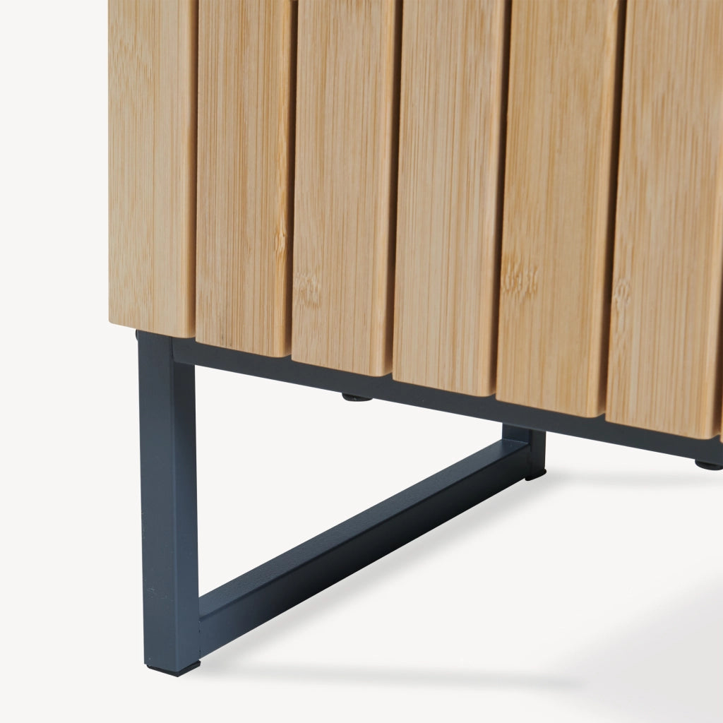 Mobile a Colonna Svanes con 2 Ante in Bambù e 6 Scomparti 170 x 30 x 30 cm - Grigio Scuro/Naturale [en.casa]