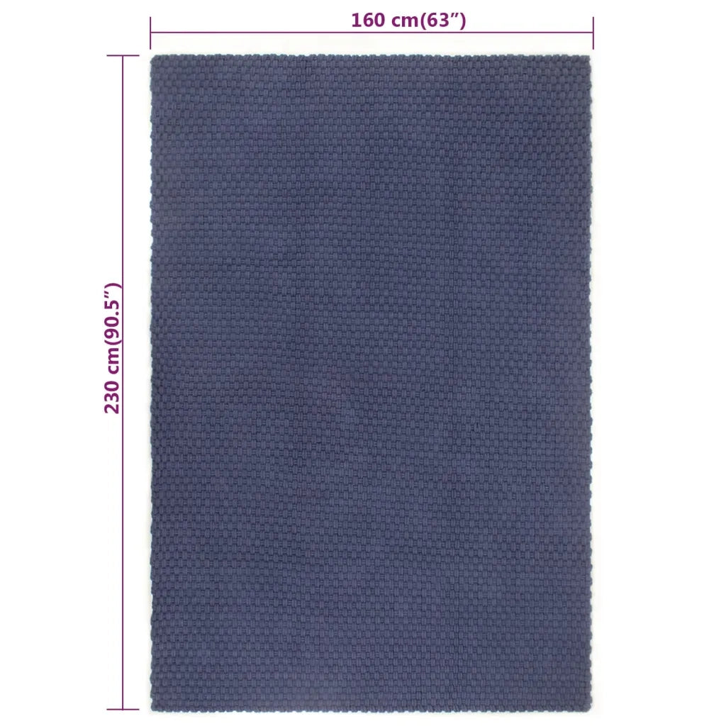 Tappeto del soggiorno | Tappeto Rettangolare Blu Marino 160x230 cm in Cotone