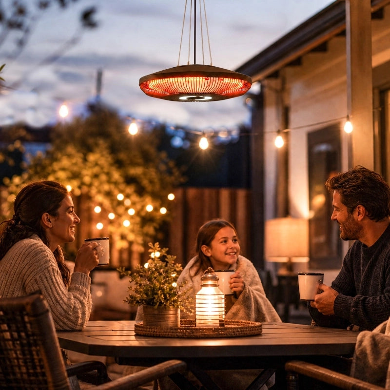 Stufa a infrarossi a soffitto 2000 W in carbonio con luce LED; touch e telecomando; nero