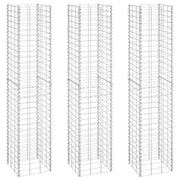 Gabbioni rialzati 3 pezzi 30 x 30 x 150 cm ferro argento 02_0039945