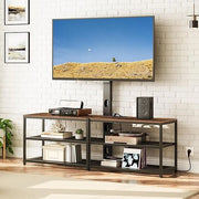 Mobile TV con Sostegno, Pianale con Cerniera, Stand per TV con 2 Prese e 2 USB, Tavolo per TV Regolabile, Adatto per TV fino a 75 pollici (Massimo), Per Salotto, Camera da Letto, Colore Caffè ATVHR35UE01