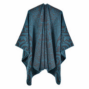 Nuovo scialle/mantella da donna, jacquard vintage, caldo, con apertura a met¨¤.
