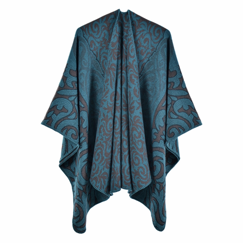 Nuovo scialle/mantella da donna, jacquard vintage, caldo, con apertura a met¨¤.