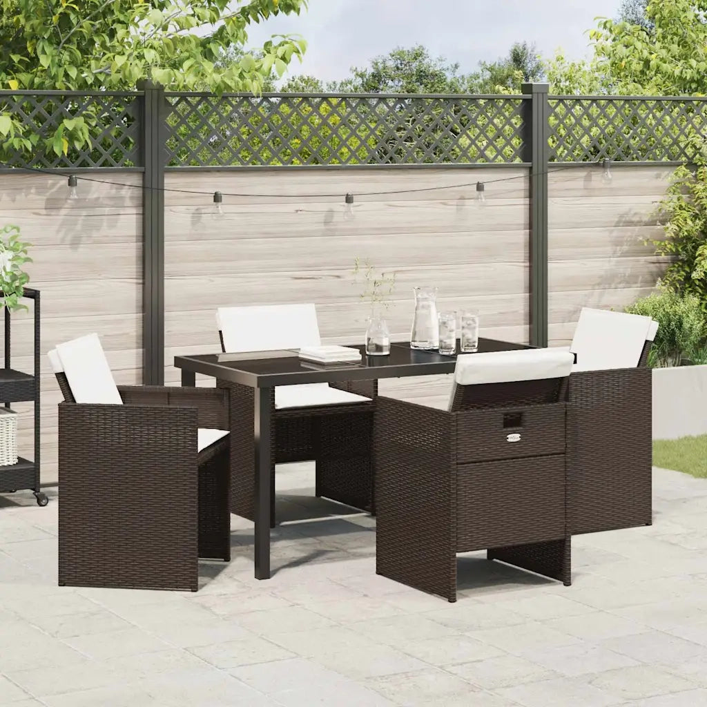 Set da Pranzo per Giardino 5 pcs Marrone polyrattan 3380602