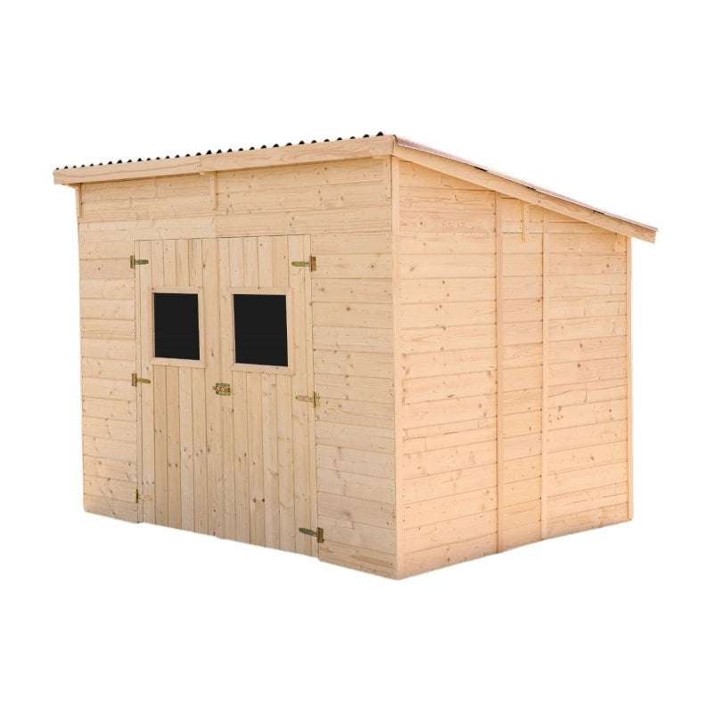 Casetta in legno da giardino con tetto inclinato – 280x200 cm – pannelli 16 mm, porta vetrata e struttura rinforzata – CD2820.02 Foresta