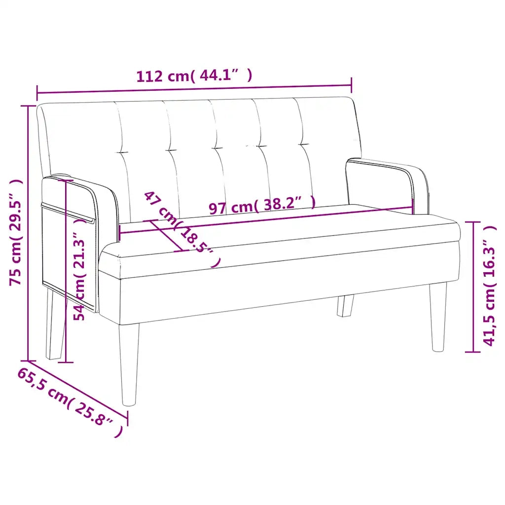 Panca con Schienale Grigia 112x65,5x75 cm in Similpelle CFW5090378