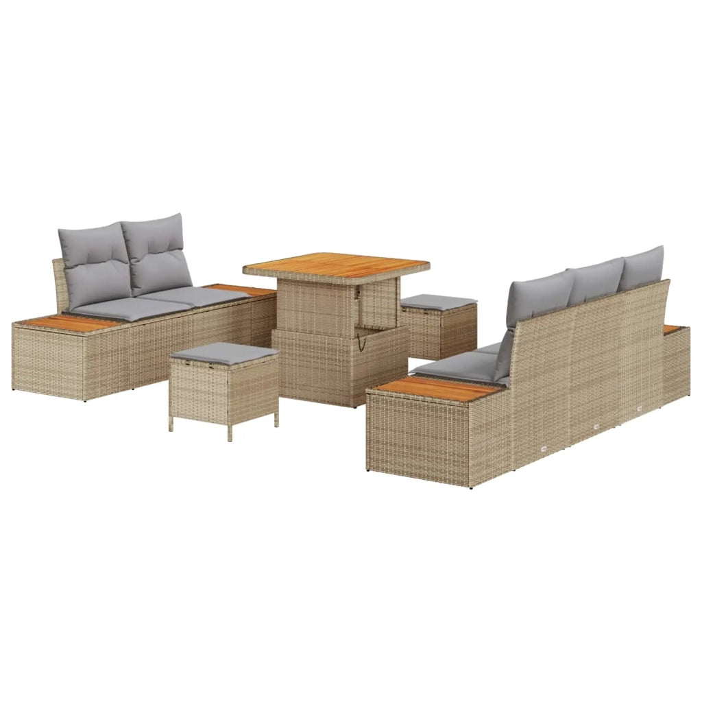 Set Divano da Giardino con cuscino 8 pcs Beige e Grigio Chiaro 3363247