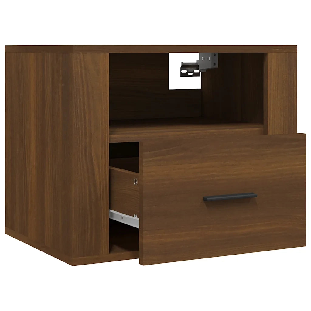 Comodino a Muro-Tavolino da notte sospeso Rovere Marrone 50x36x40 cm