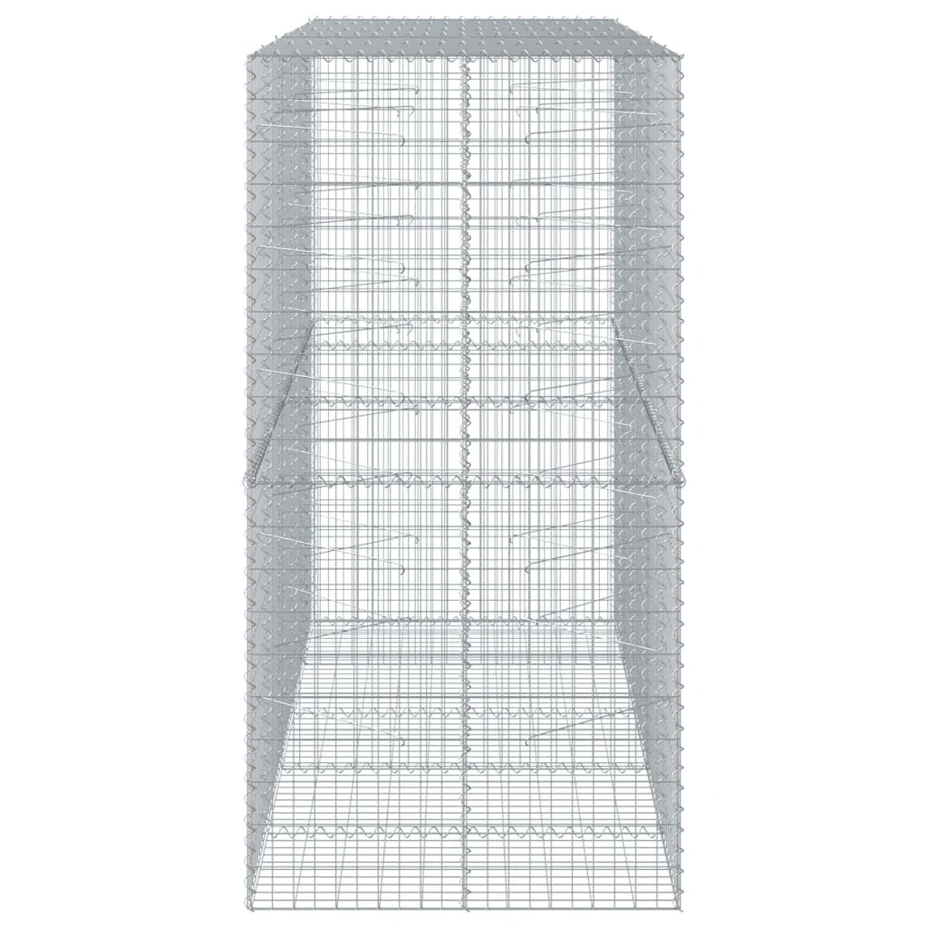 Gabbione recinto a gabbia muro di contenimento con coperchio 250 x 100 x 200 cm ferro zincato argento 02_0040148