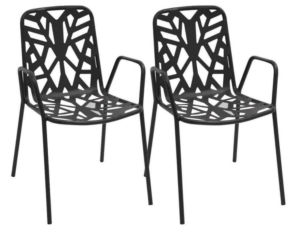 Set 2 Sedie da Giardino 53x59x83 cm in Acciaio con Braccioli RD Italia Fancy Antracite