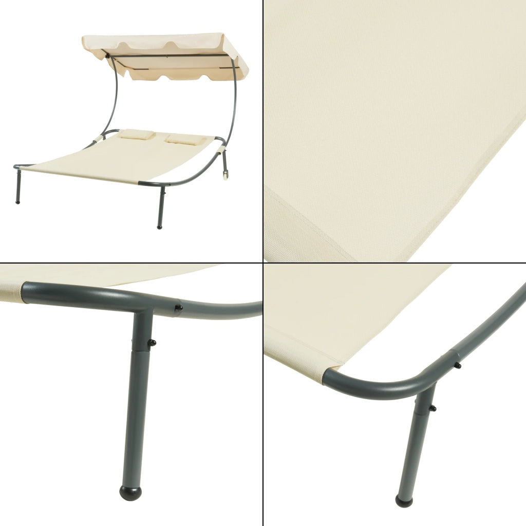 Chaise longue doppia con baldacchino in acciaio laccato poliestere beige 03_0009208