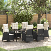 Set da Pranzo per Giardino con cuscino 7 pcs Nero polyrattan 3380482