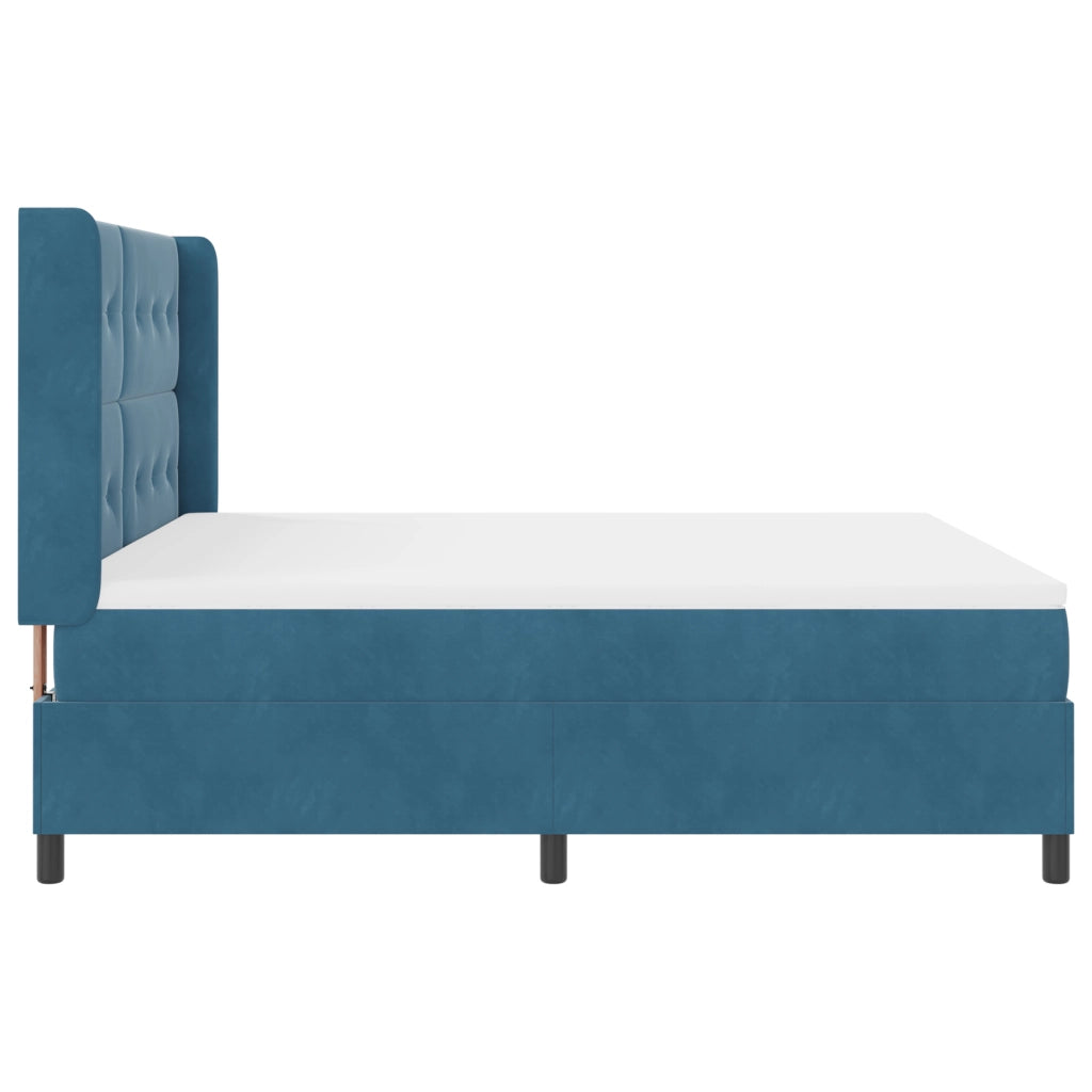 Letto a Box con Materasso Blu Scuro 180x200 cm Velluto