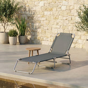 Lettino Prendisole Carcao con Schienale Reclinabile Sdraio Mare Portatile - Grigio Scuro casa.pro