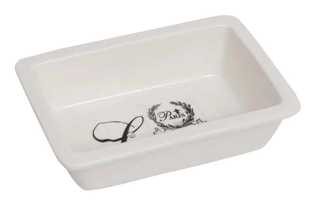 Biscottini Porta saponetta svuota tasche in porcellana bianca decorata "Le Bain Paris" L14xPR9,8xH4 cm