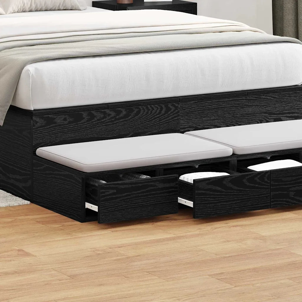 Cassetti per letto | Comodino | Armadio da Notte | Mobiletto da notte Rovere Nero 120 x 36,5 x 16,5 cm