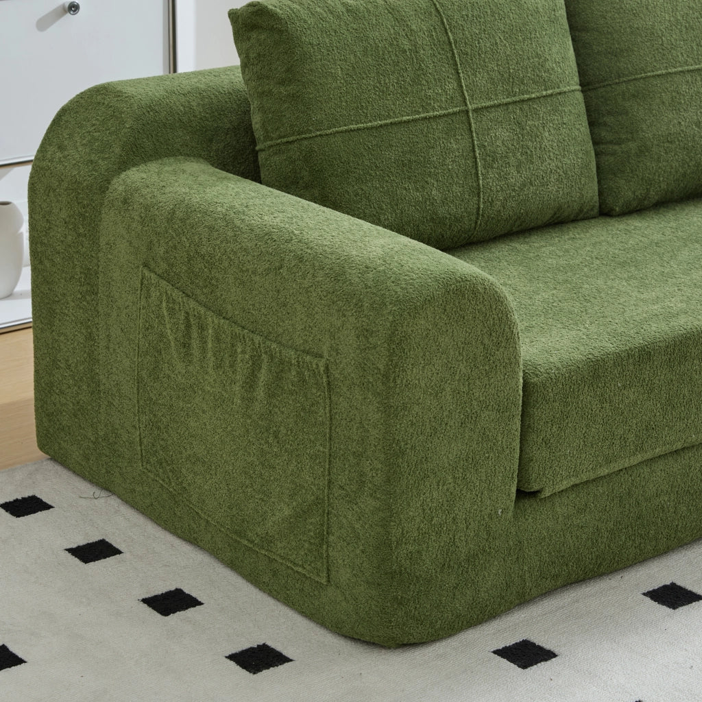 DIVANO LETTO 2 in 1 pieghevole da pavimento 179x95x79 cm tessuto verde