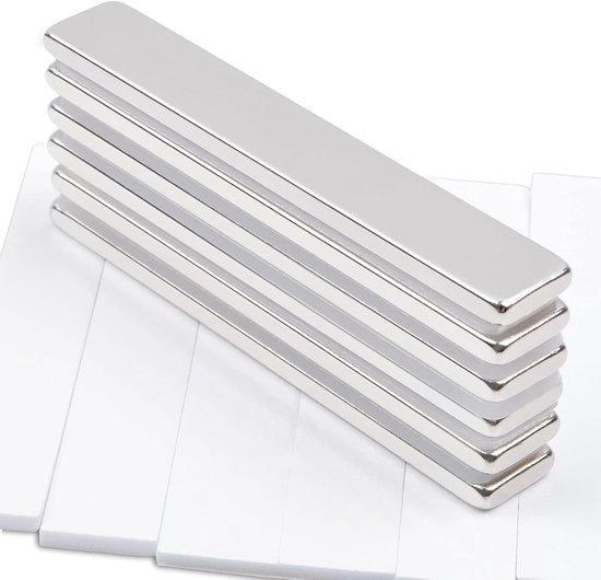Magnetici rettangolari a neodimio - magneti con adesivo - 6 pezzi - 60 x 10 x 3 mm