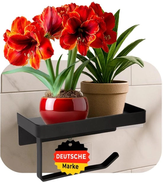 Toiletrolhouder senza forare, nero – Toiletrolhouder con piatto e superficie antiscivolo – Toiletrolhouder in acciaio inossidabile per incollare e non forare – Toiletrolhouder per accessori bagno, con gomma antiscivolo