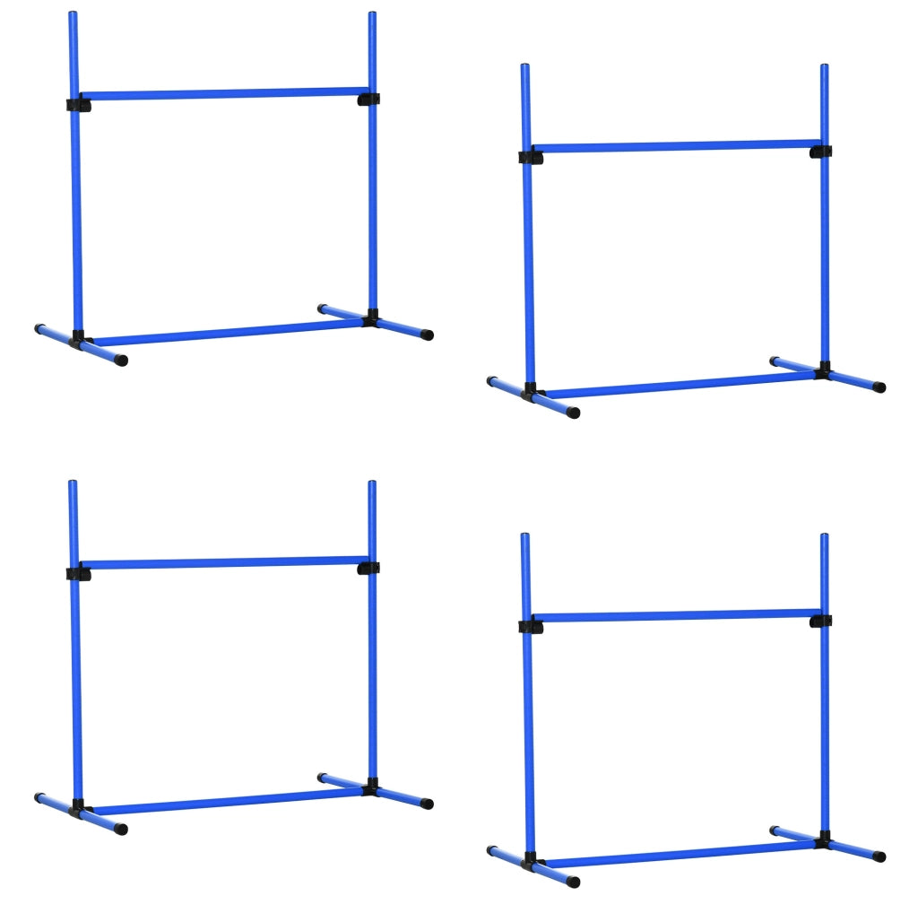Set agility per cani ULEVR con 4 ostacoli regolabili, 2 pali slalom e 4 barre a terra, blu