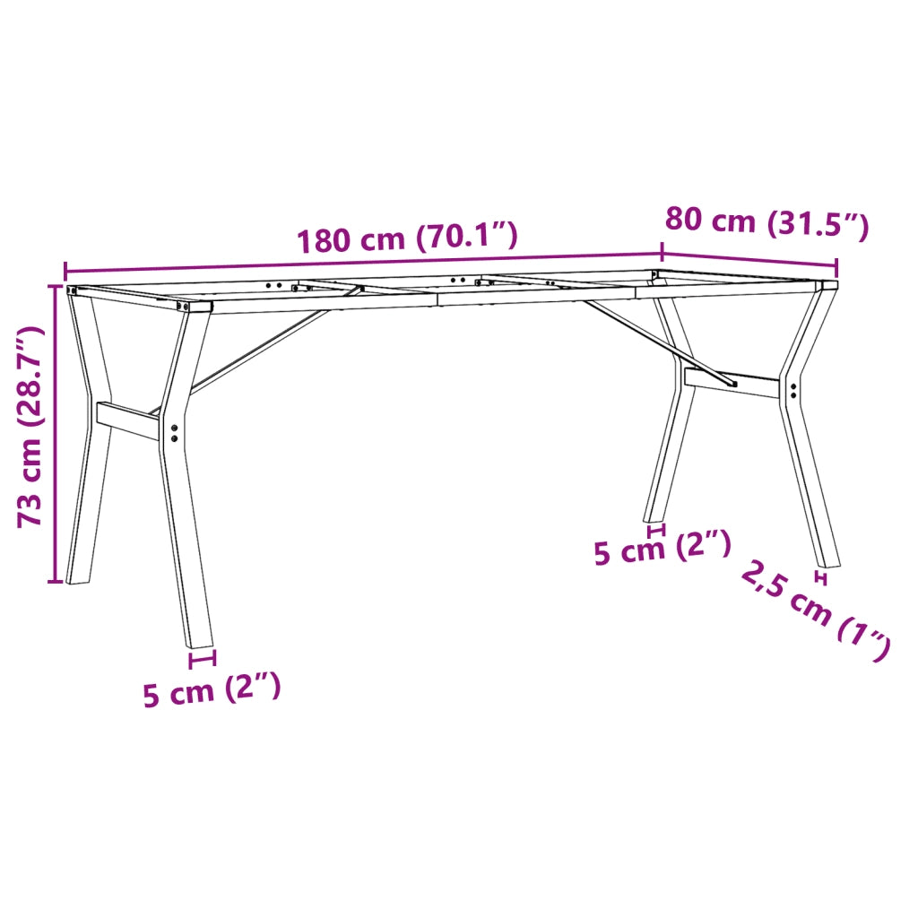 Telaio Gambe a Y per Tavolo da Pranzo | Piede del tavolo 180x80x73 cm in Acciaio