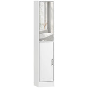 Mobile colonna bagno con specchio 6 livelli 2 ante ripiani regolabili ¨C zephmum ¨C 32x28x162cm bianco