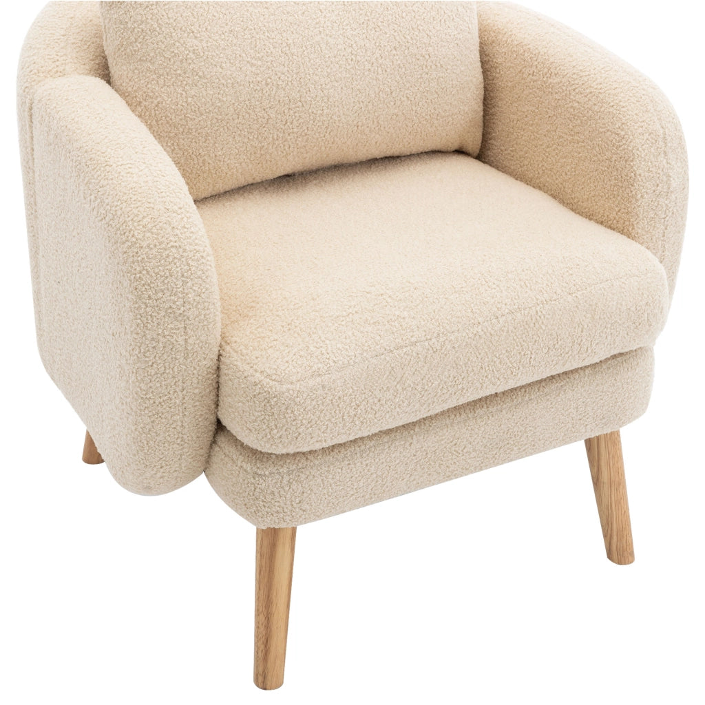 Poltrona 71x72x71 cm con cuscino; seduta 14 cm in tessuto teddy beige