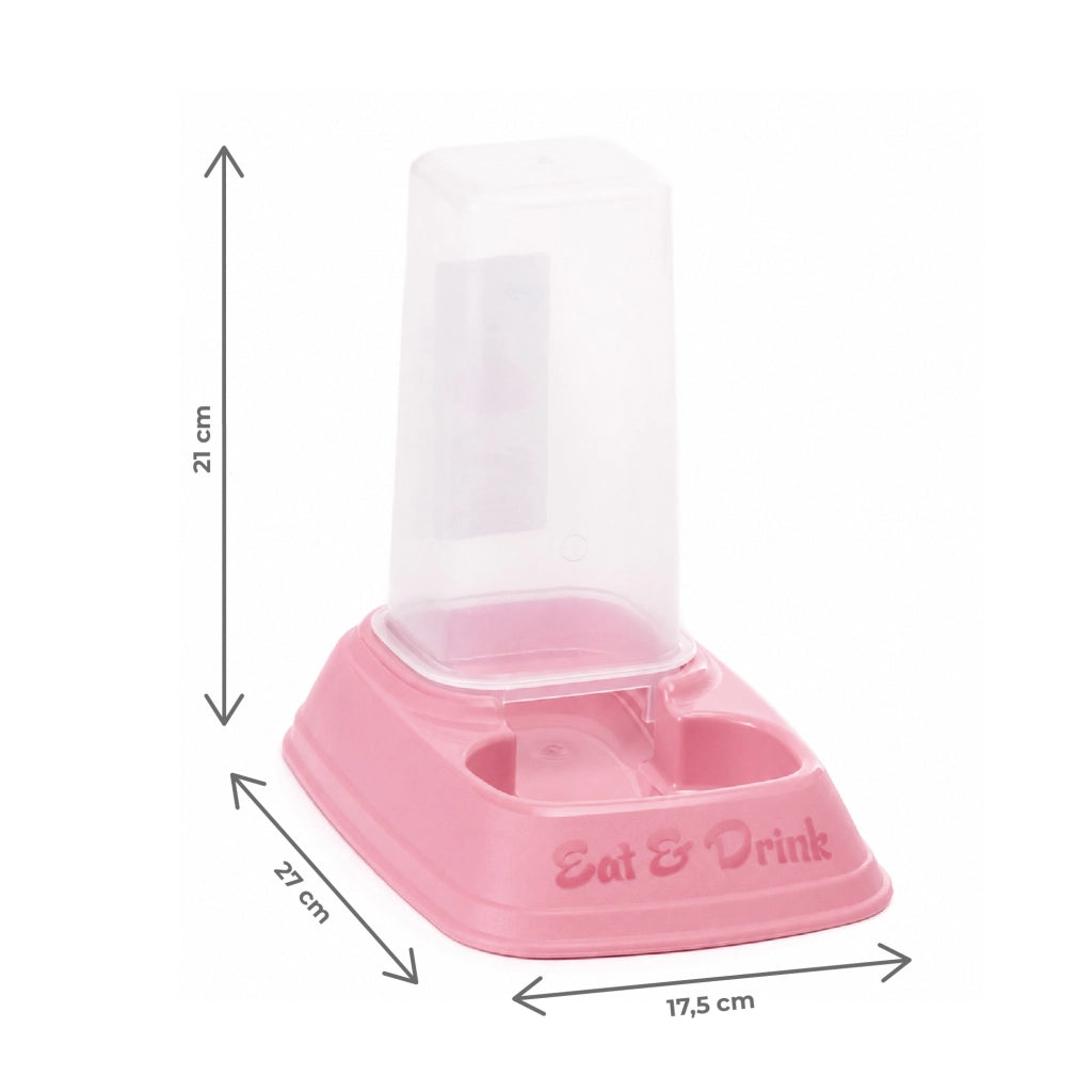 Dispenser Automatico 2 in 1 per Cani e Gatti 0,7 L, Erogatore Acqua o Crocchette con Serbatoio Trasparente, Ciotola Pet per Alimentazione e Idratazione Continua, Colore Casuale
