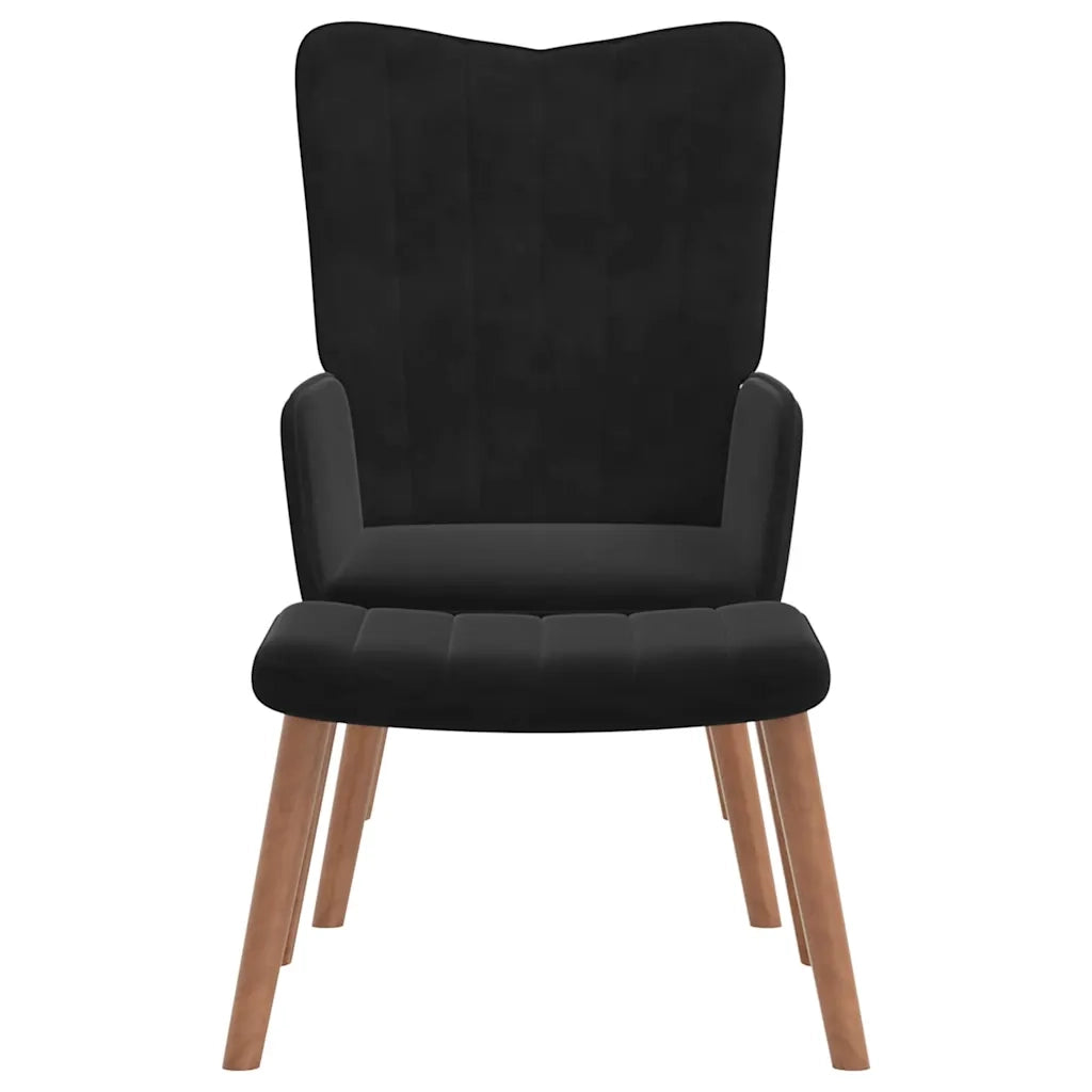 Divano Sedia-Poltrona Relax con Poggiapiedi Nero in Velluto 353702