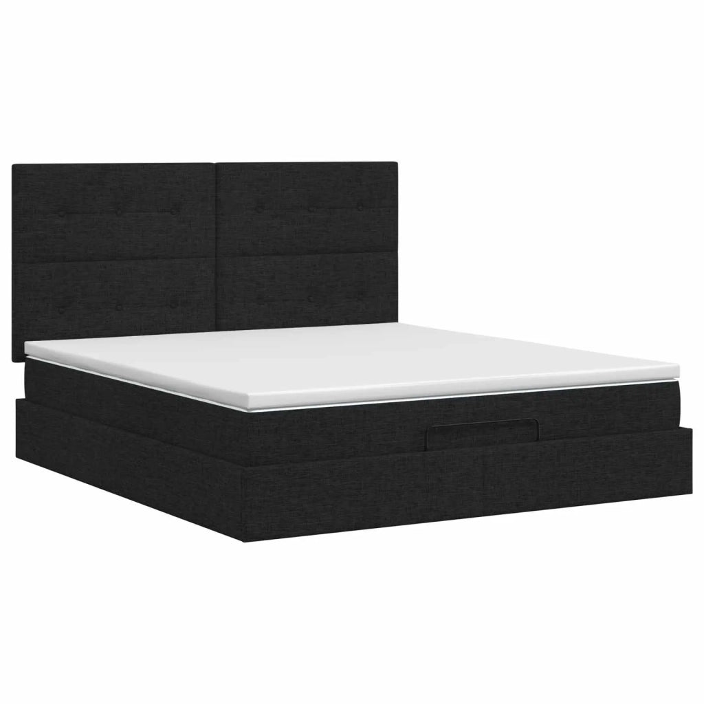 Letto ottomano con materasso Nero 140 x 190 cm Tessuto 3457489