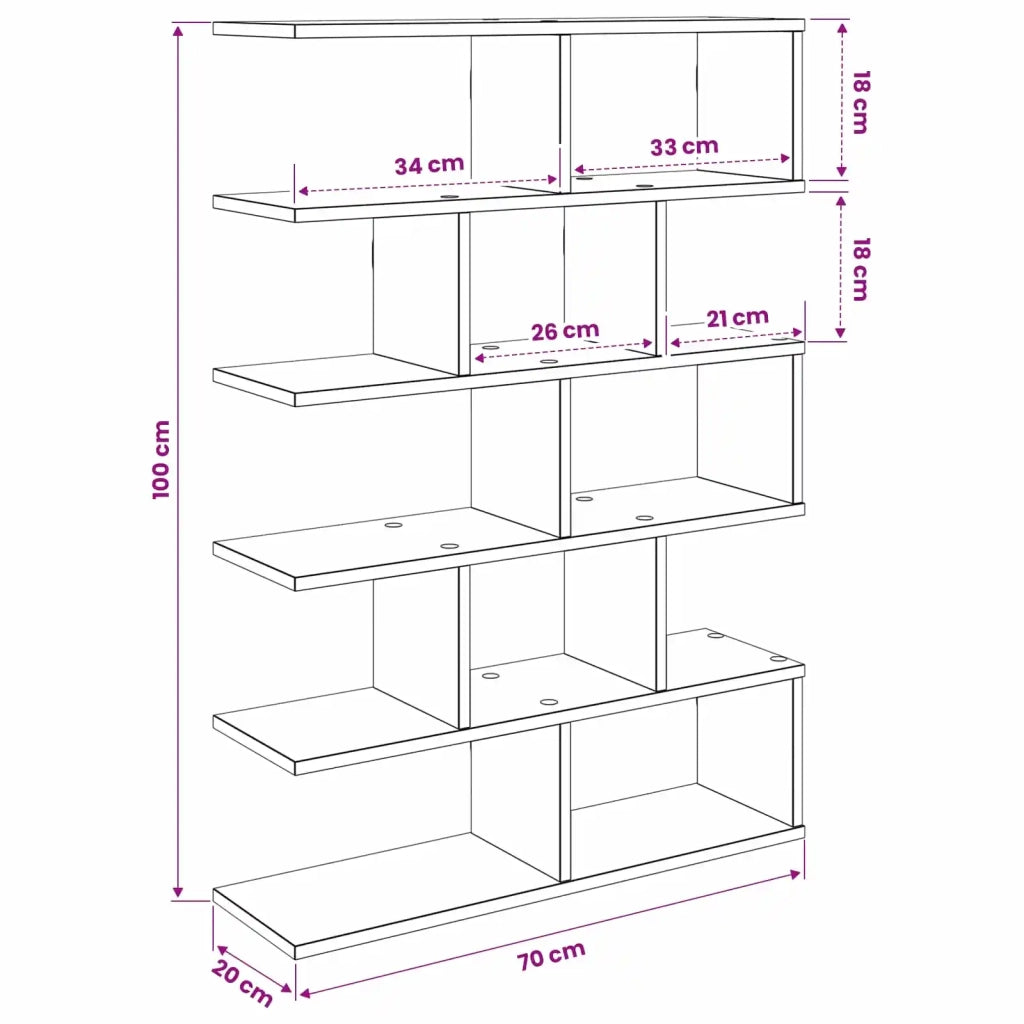 Scaffale da parete Rovere Sonoma 70 x 20 x 100 cm 8012150