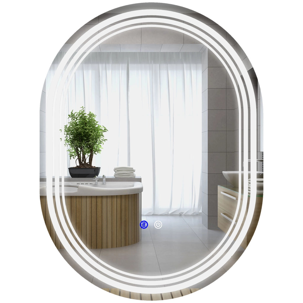 Specchio da Bagno con Luce LED 70x50 cm ¨C Zephmum ¨C Bianco, Antivaho, IP44