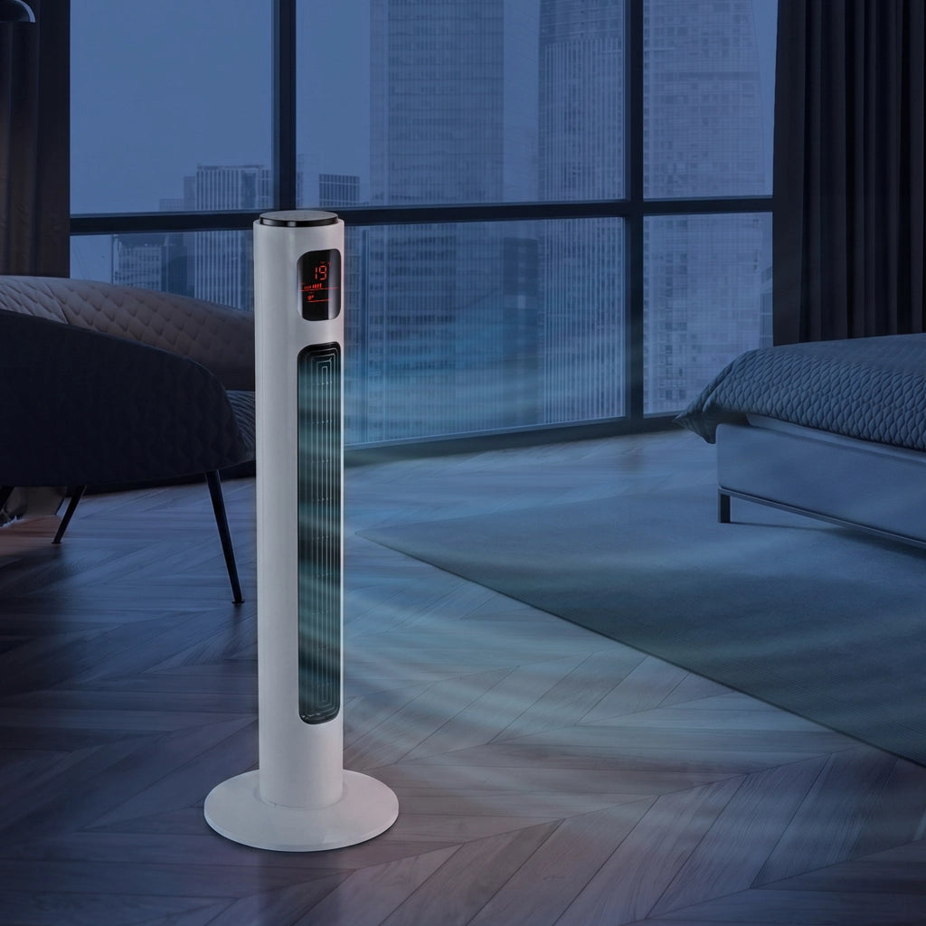 Ventilatore a colonna silenzioso ¨C Zephmum ¨C 45W 3 velocit¨¤ telecomando oscillante 70¡ã timer LED 96cm bianco