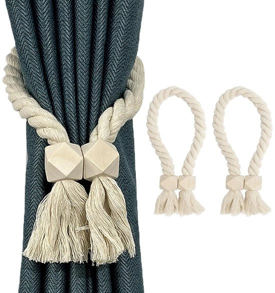 Set di Corda Magnetica per Tende - 2 pezzi - Larghezza 55cm - Stile Bohemien - Grande Potenza di Attrazione - Design Moderno
