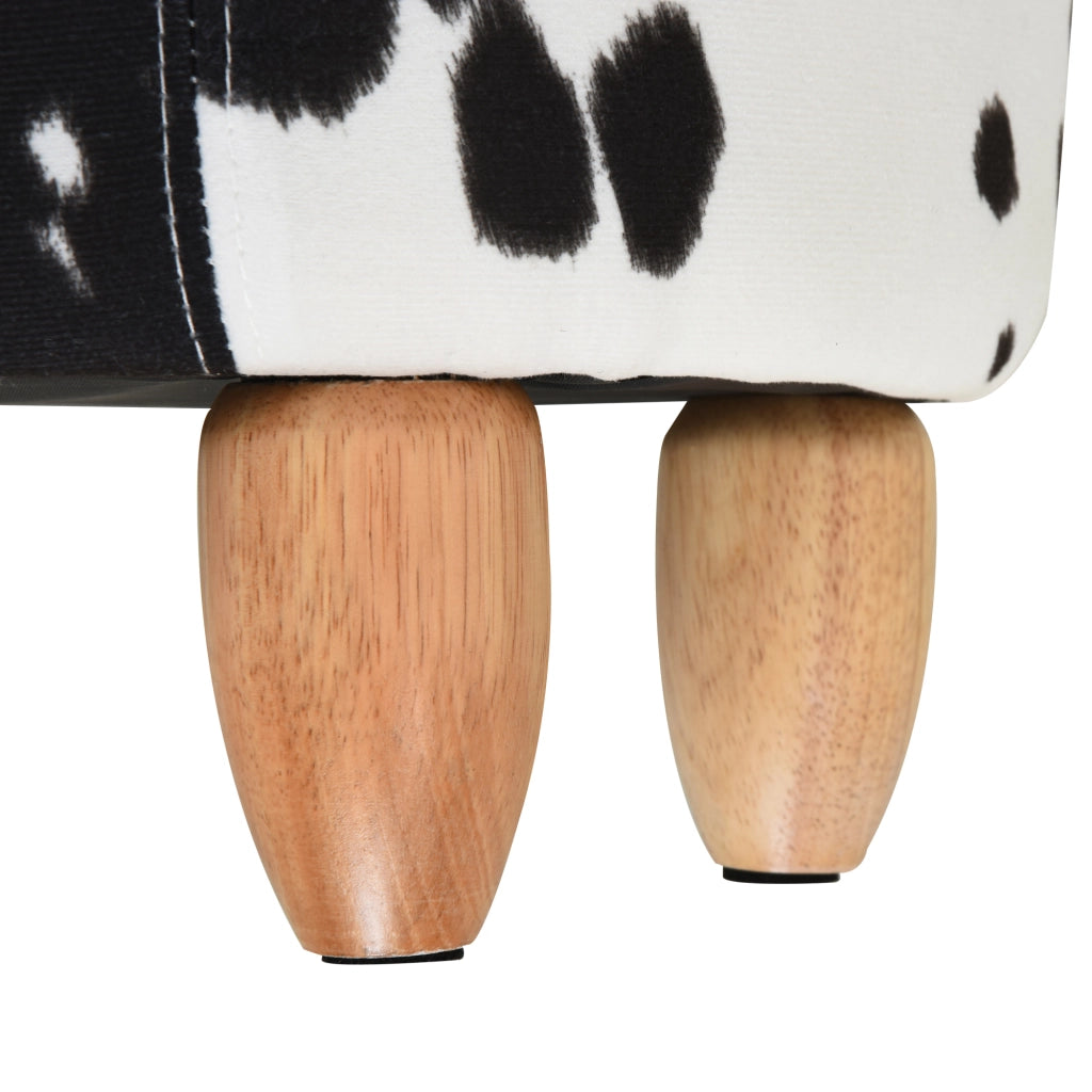 Pouf Sgabello con Stampa Maiale e Stauraum ¨C Zephmum ¨C Nero+Bianco 62x35x36 cm