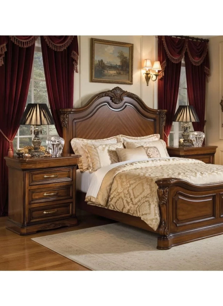 Comodino 3 cassetti classico legno noce 56x39x64 - Mobili 2G