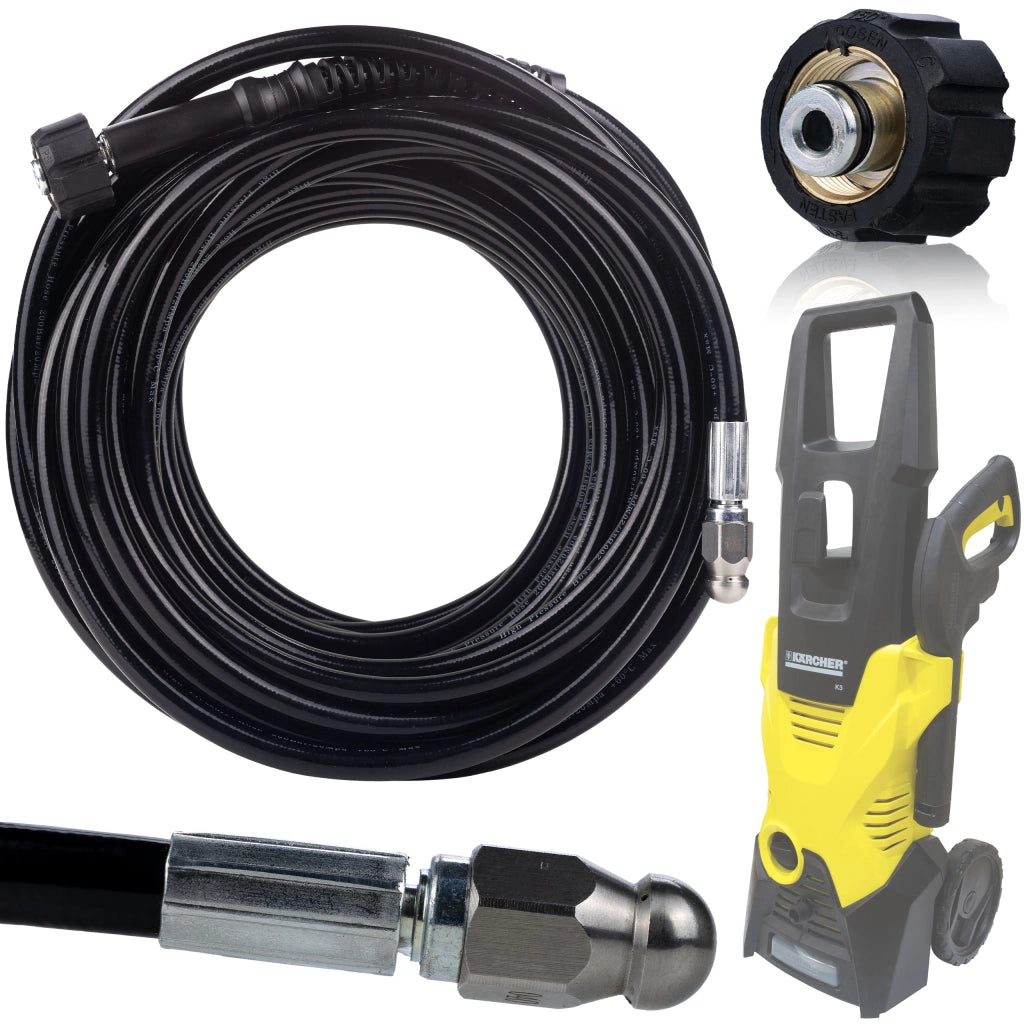 Tubo di Pulizia Fognature 40m M22 – Compatibile con Idropulitrice Kärcher K2-K7 | Alta Pressione 200 Bar