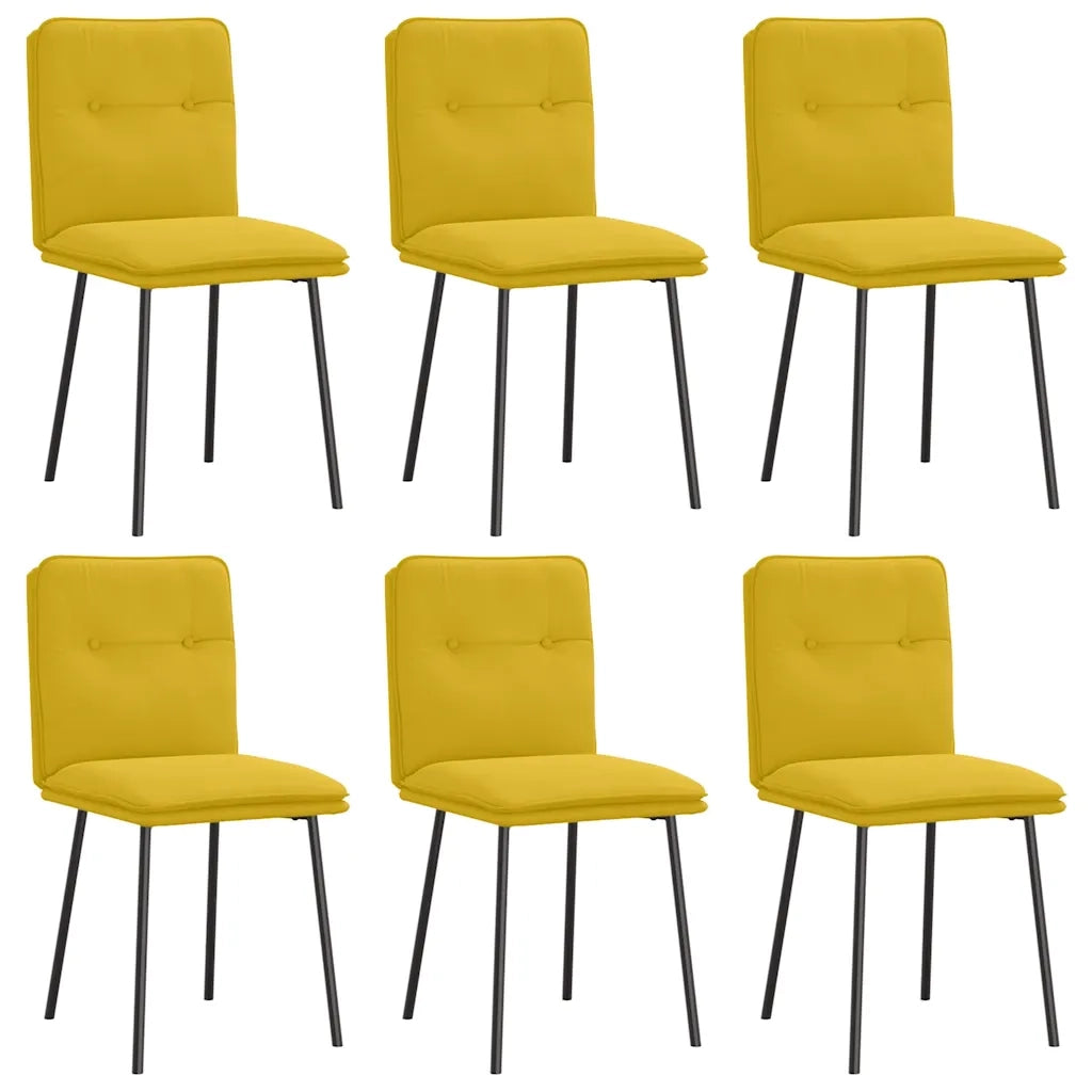 Sedie da Pranzo 6 pz Gialle in Velluto 3315686