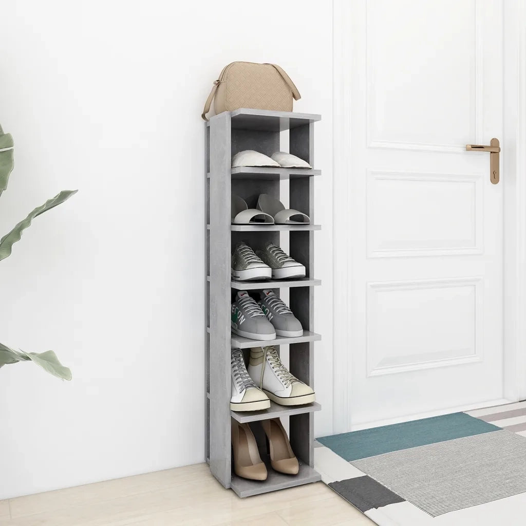 Scarpiera-Scaffale per scarpe Grigio Cemento 27,5x27x102 cm in Legno Multistrato