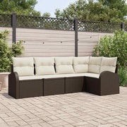 Set Divano da Giardino 5 pcs Marrone e bianco polyrattan 3354707