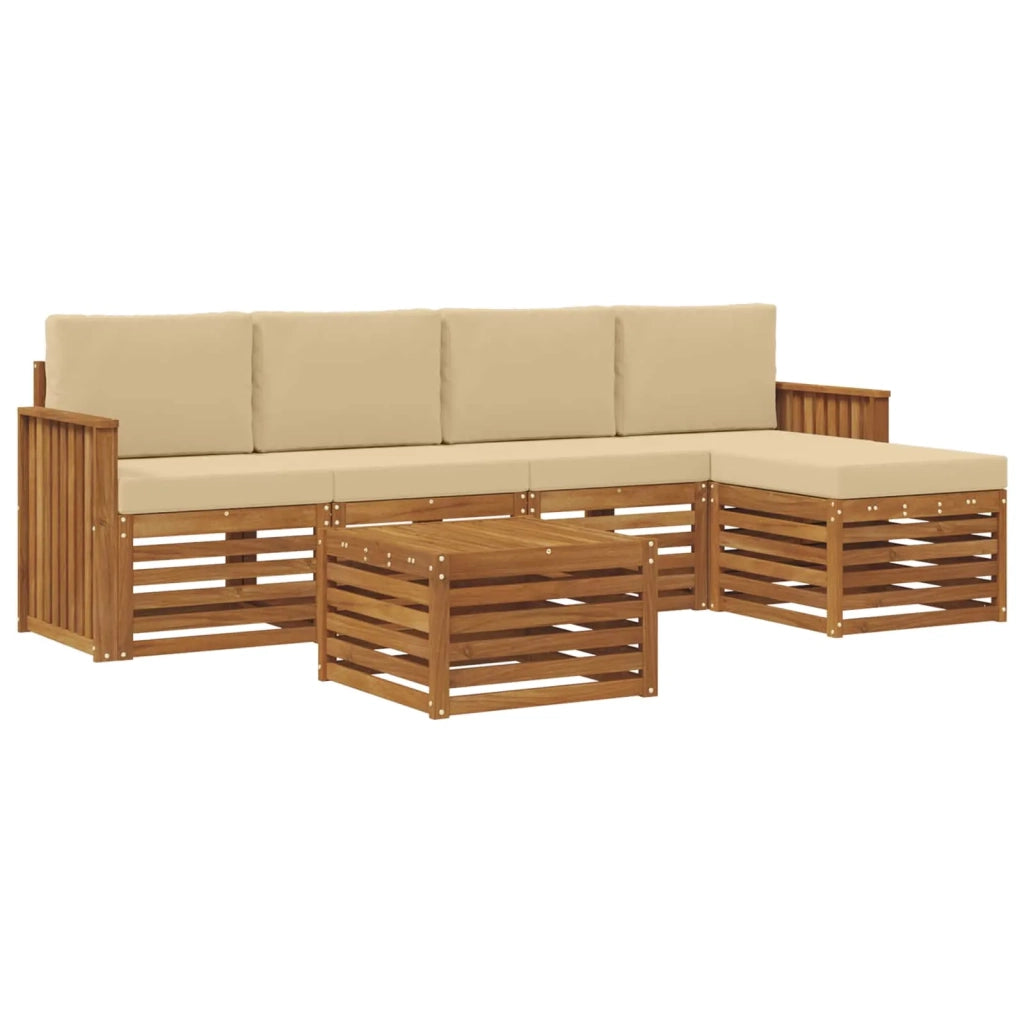 Set di divani da esterno con cuscino 6 pcs Naturale e Beige 3374688