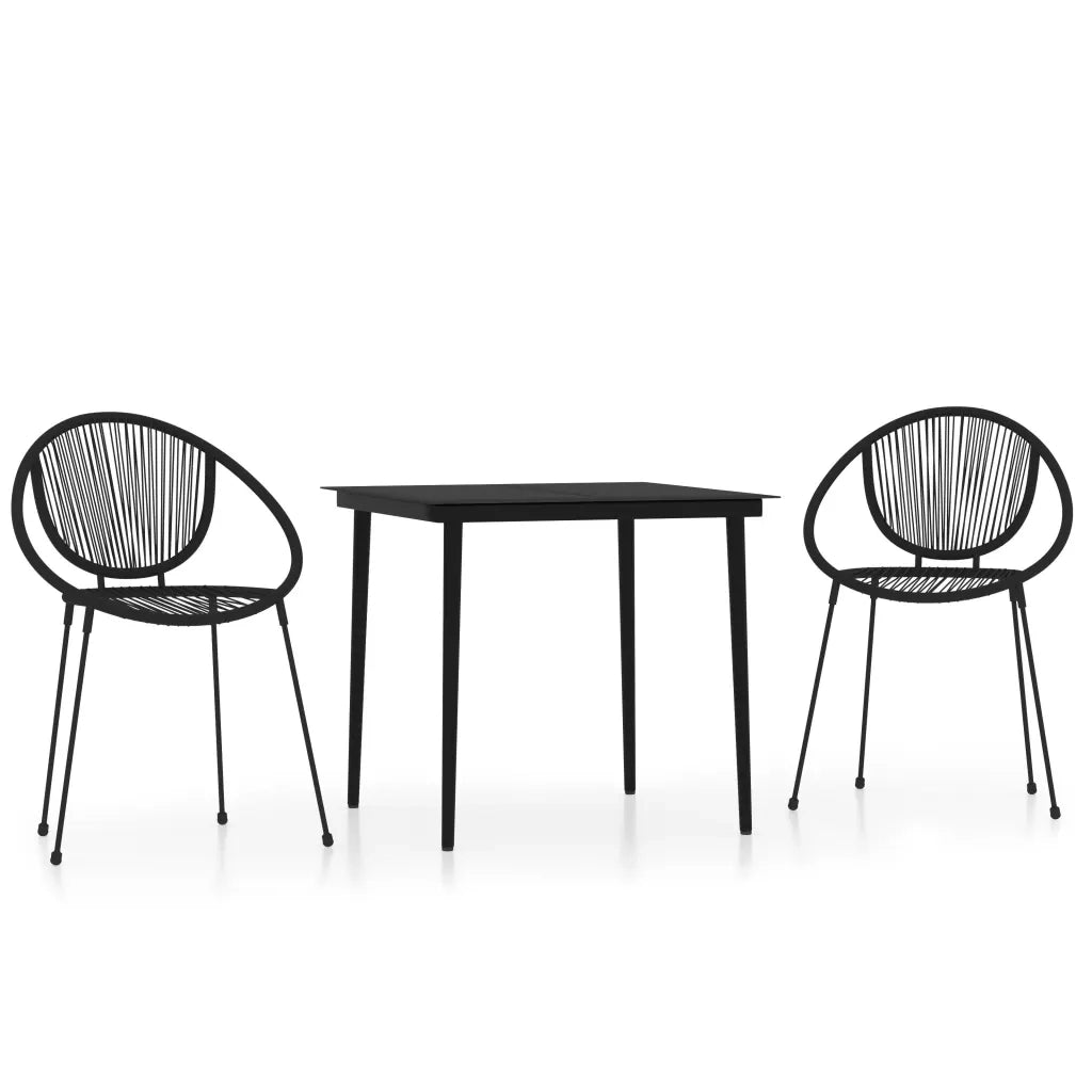 Set Mobili da Pranzo per Giardino 3 pz Nero cod mxl 35232